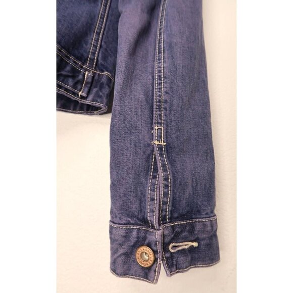 GAP Blue Denim Trucker Jean Jacket Dark Wash Cotton Women's Size XS Extra Small - Picture 12 of 13